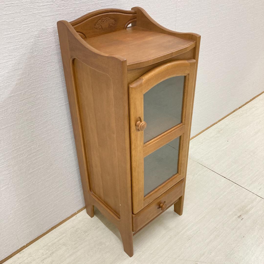 【カリモク】キャビネット　スリム　木製　収納　ラック　電話台　花台