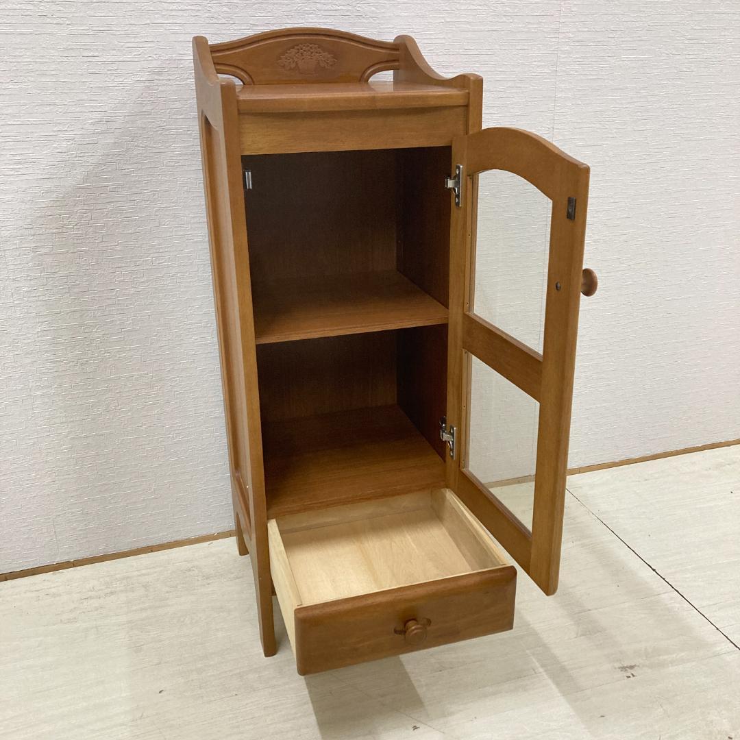【カリモク】キャビネット　スリム　木製　収納　ラック　電話台　花台