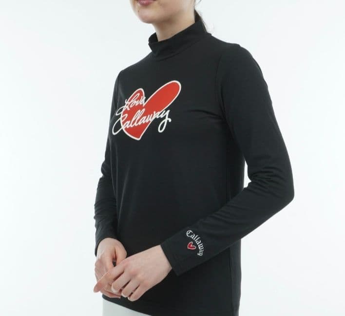Callaway Golf LOVE長袖モックネックシャツ 　Lサイズ　ブラック