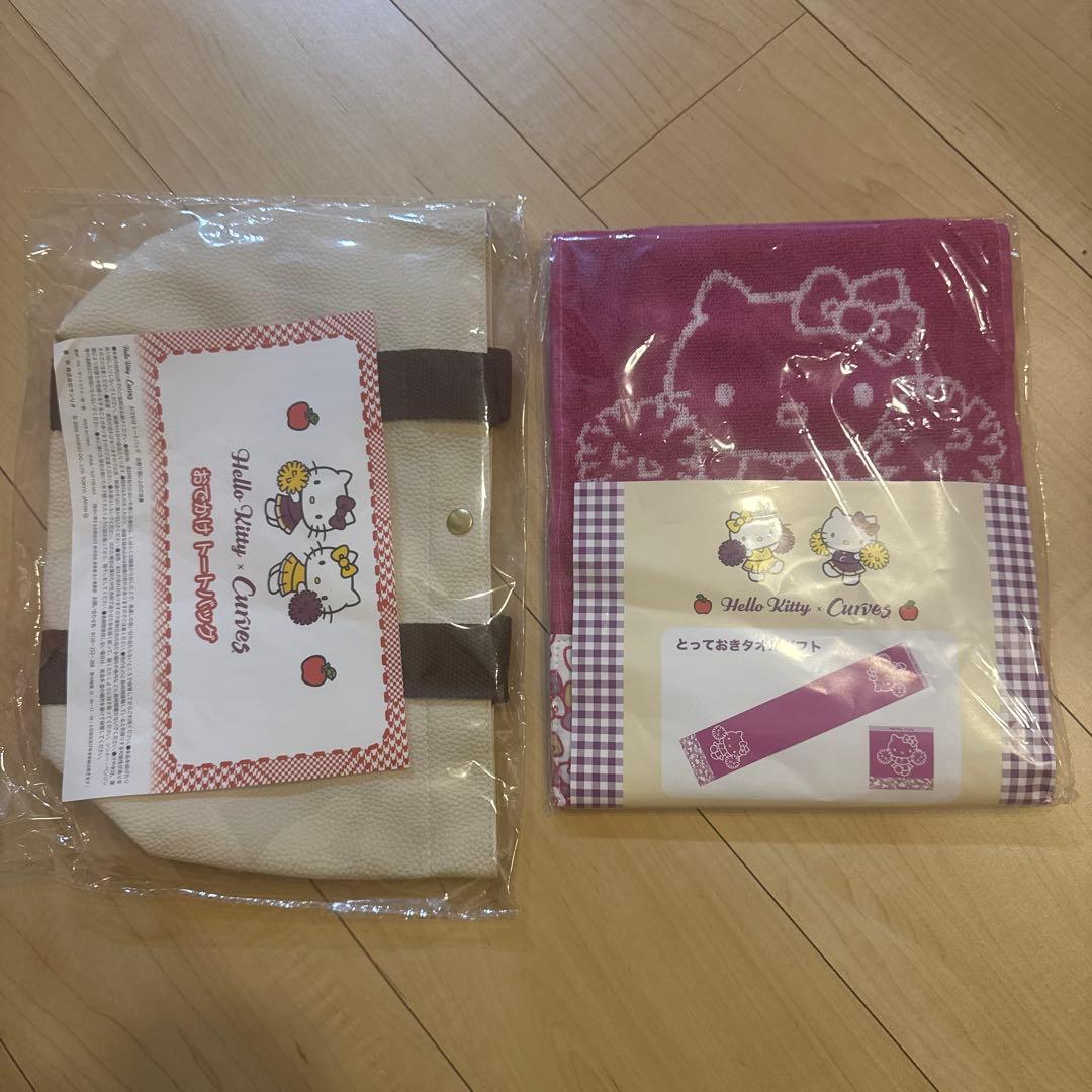 【新品未開封】カーブス キティ とっておきタオル バッグ 非売品
