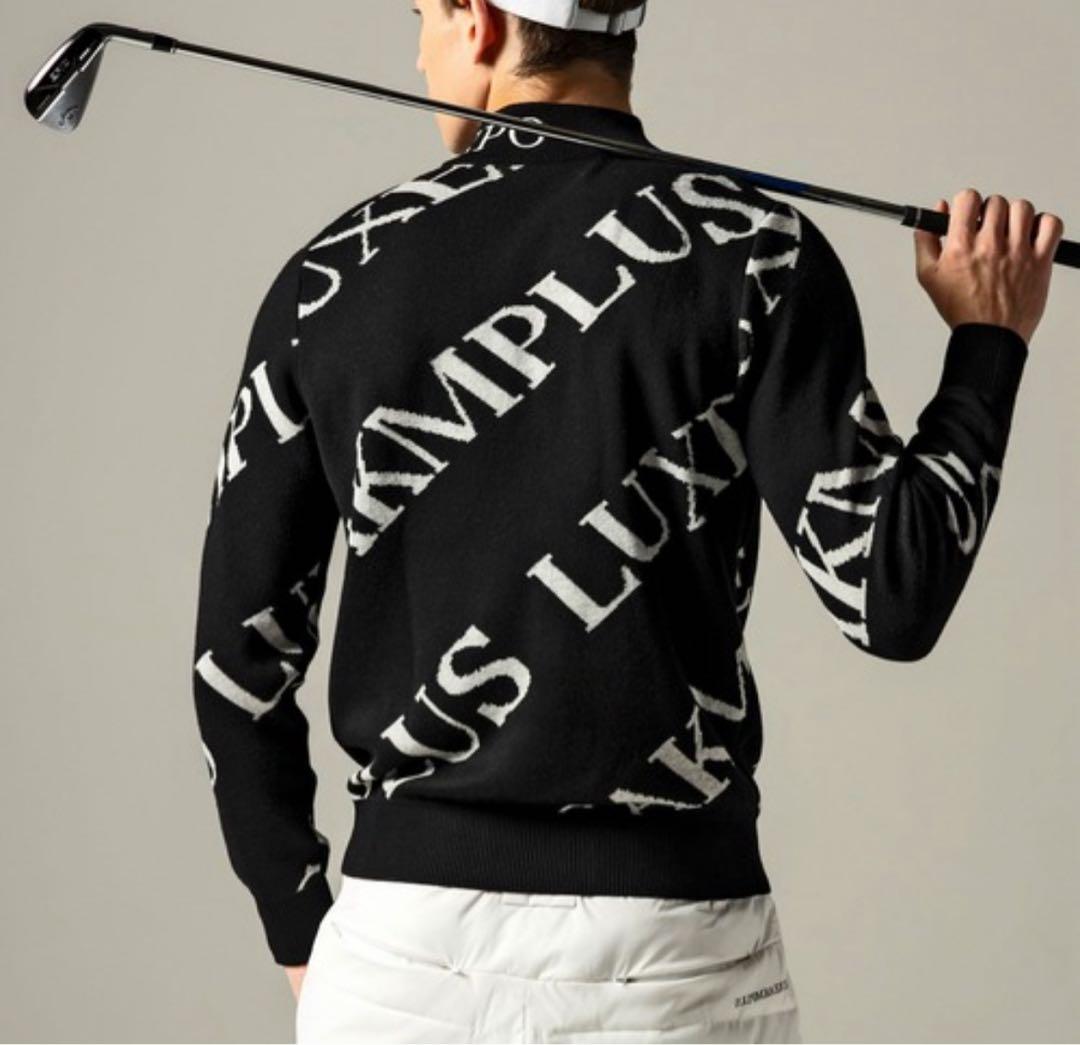 新品【LUXEAKMPLUS】リュクスエイケイエムプラス　ゴルフ 総柄ニット　Ｍ
