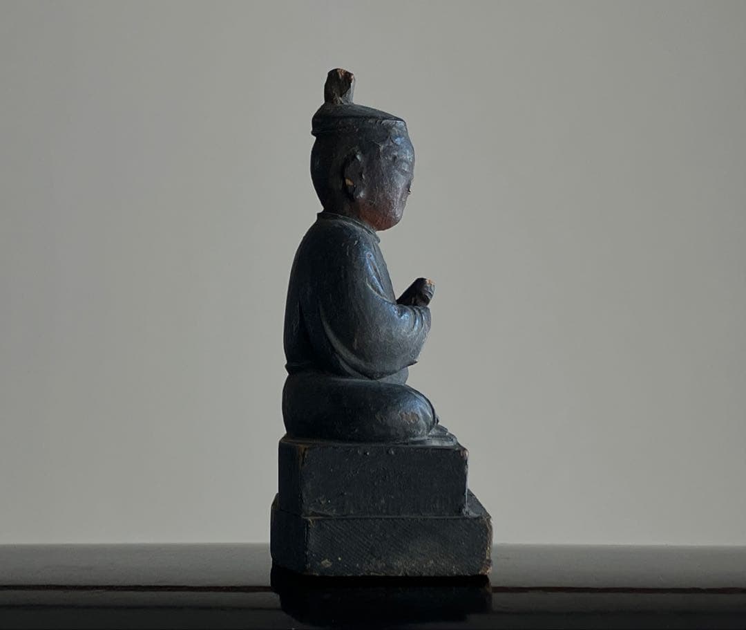 【眼光古格なる 木彫天神像 約8㎝ 江戸後期頃 陰陽道 民間信仰】郷土玩具仏像