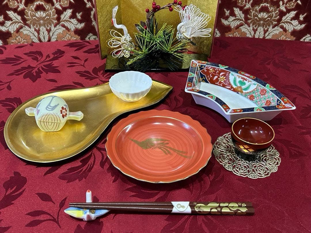 3名様　お晩酌　おもてなしセット　金箔ひょうたん盆付き　鶴や打出の小槌　未使用