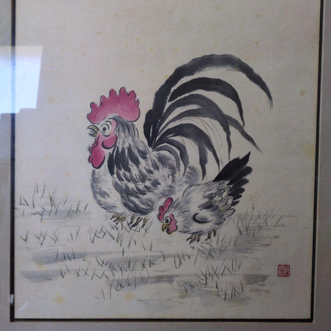 水墨画 鶏の絵 額装品　絵画　アンティーク　大