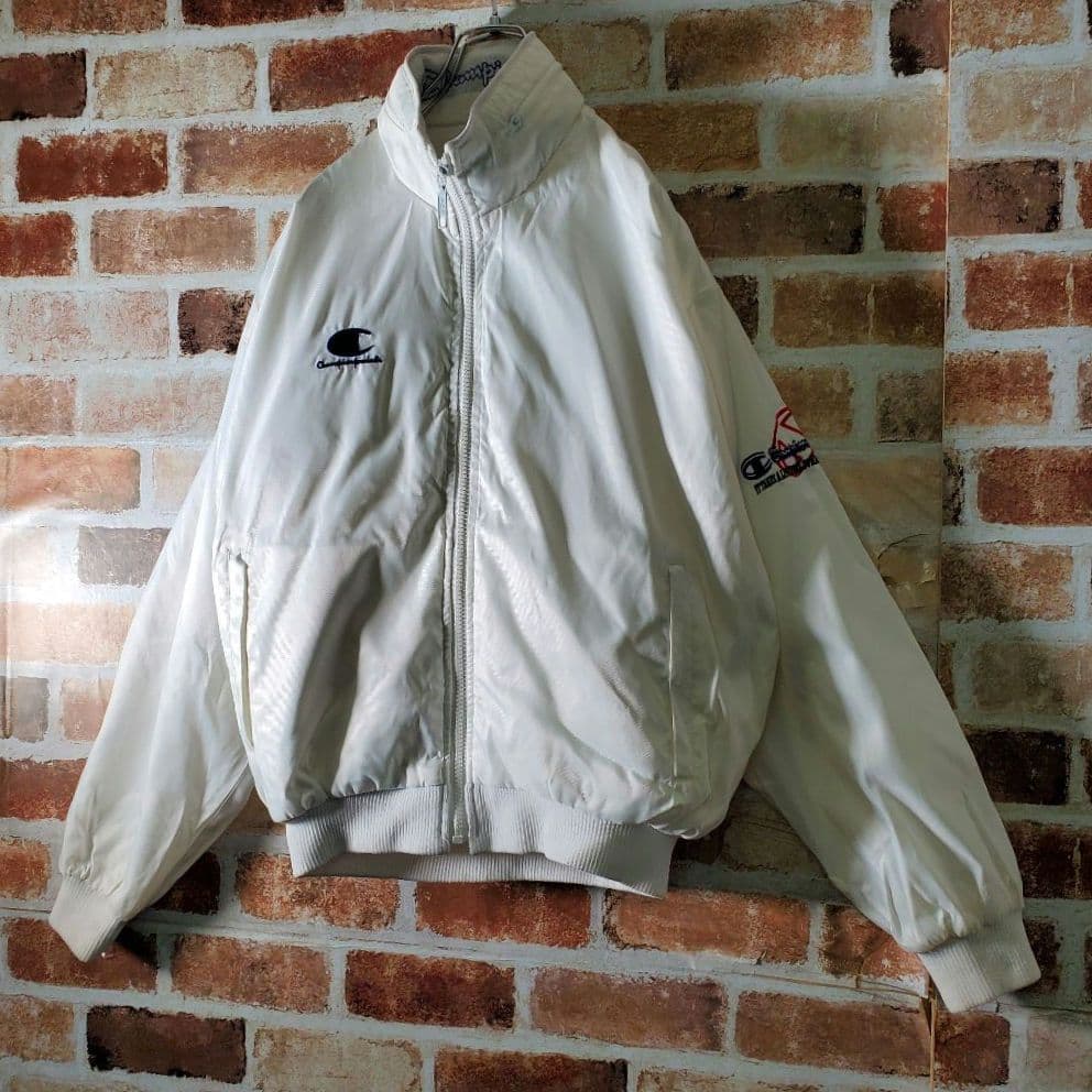 希少！80s 90s チャンピオン セットアップ ウインドブレーカー 白 L