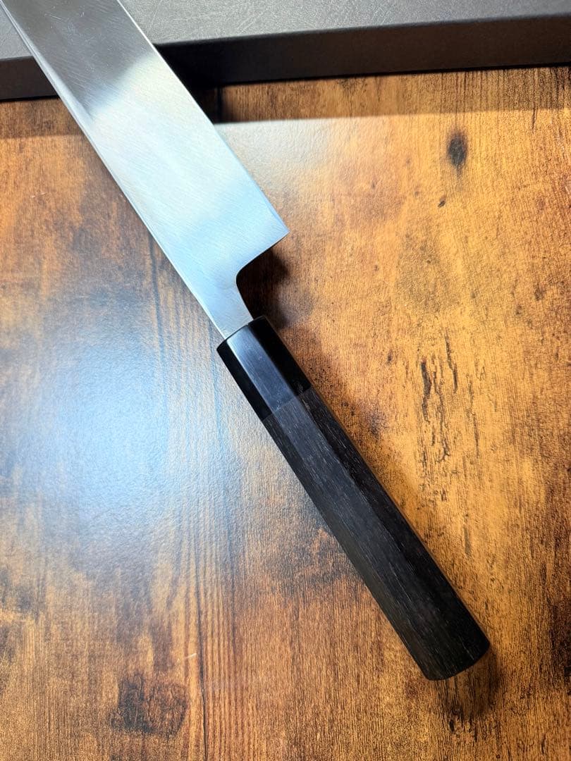【堺打刃物】左用　身卸 出刃　白鋼　包丁　尺　黒檀水牛八角柄