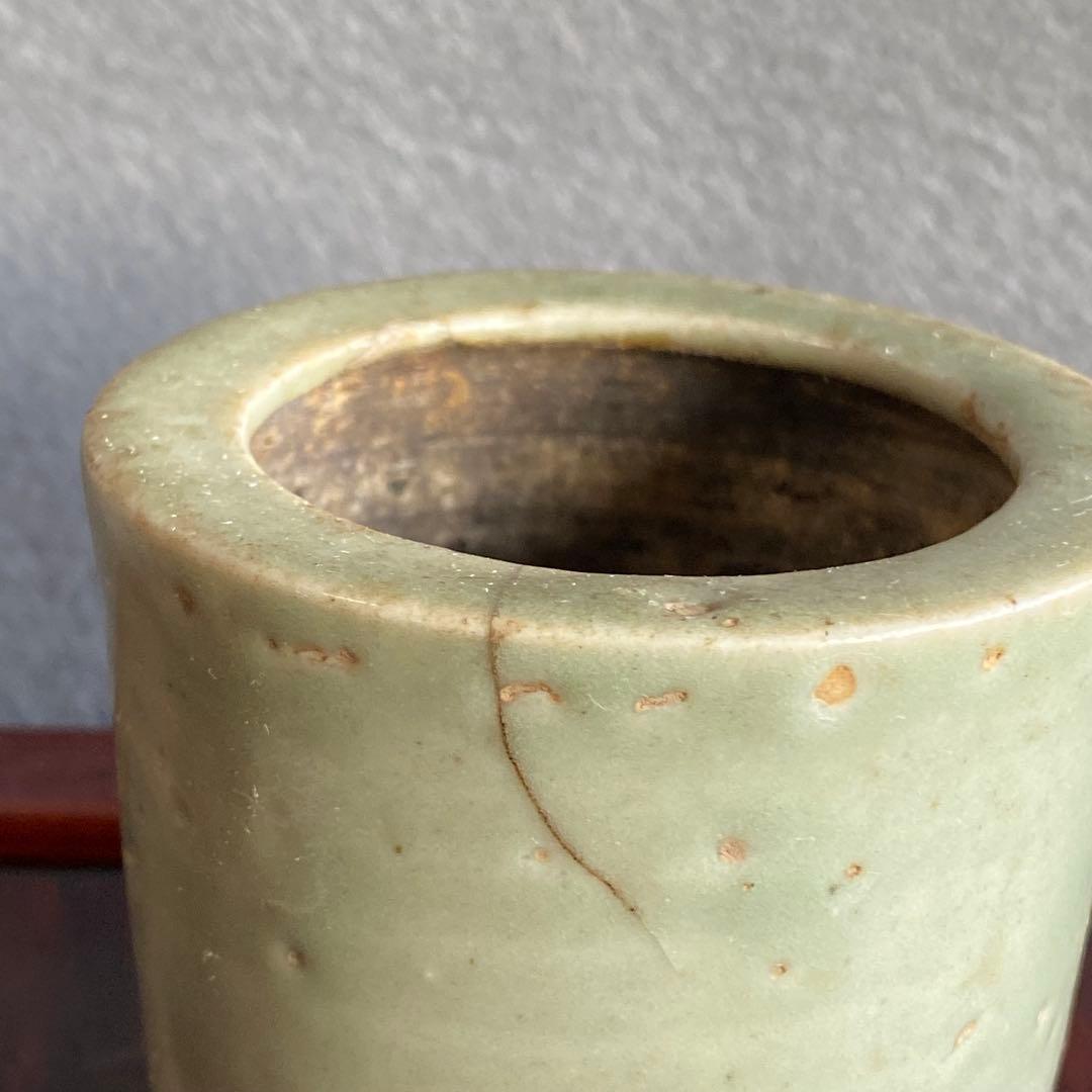 青磁２個セット　砧青磁小壺　龍泉窯　中国宋時代　青磁香炉　砧手
