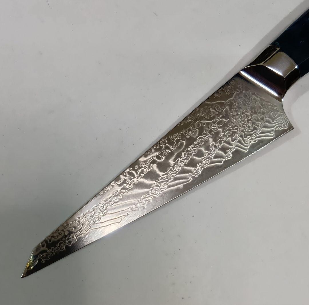 V金10号 73層ダマスカス鋼 骨スキ 捌き ペティ 16cm エポキシ樹脂柄