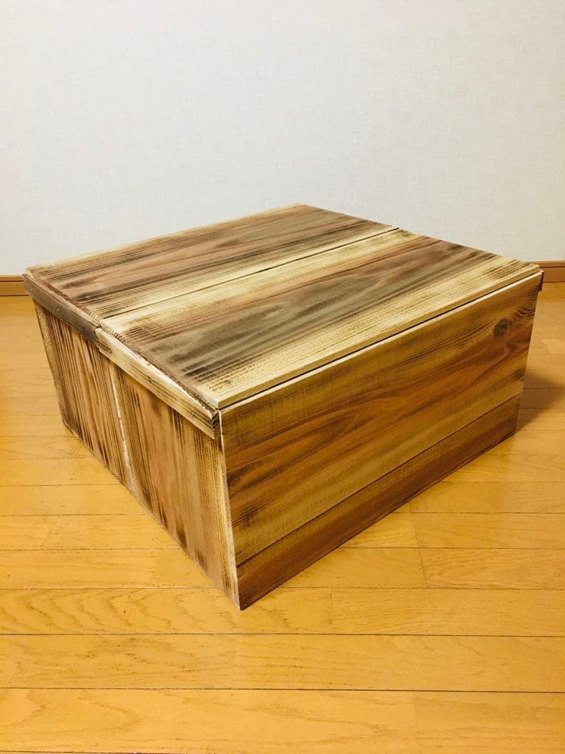 【新品】 青森 りんご箱 木箱 木製 焼き目　ふたつき杉 2箱セット