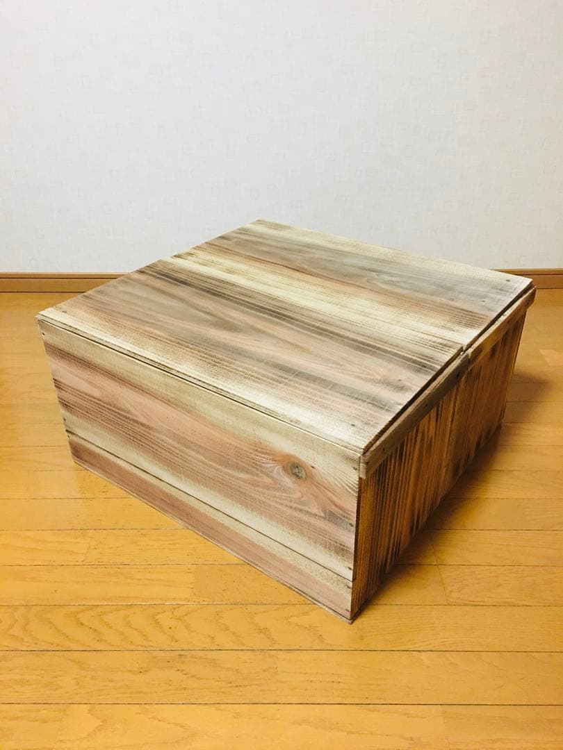 【新品】 青森 りんご箱 木箱 木製 焼き目　ふたつき杉 2箱セット
