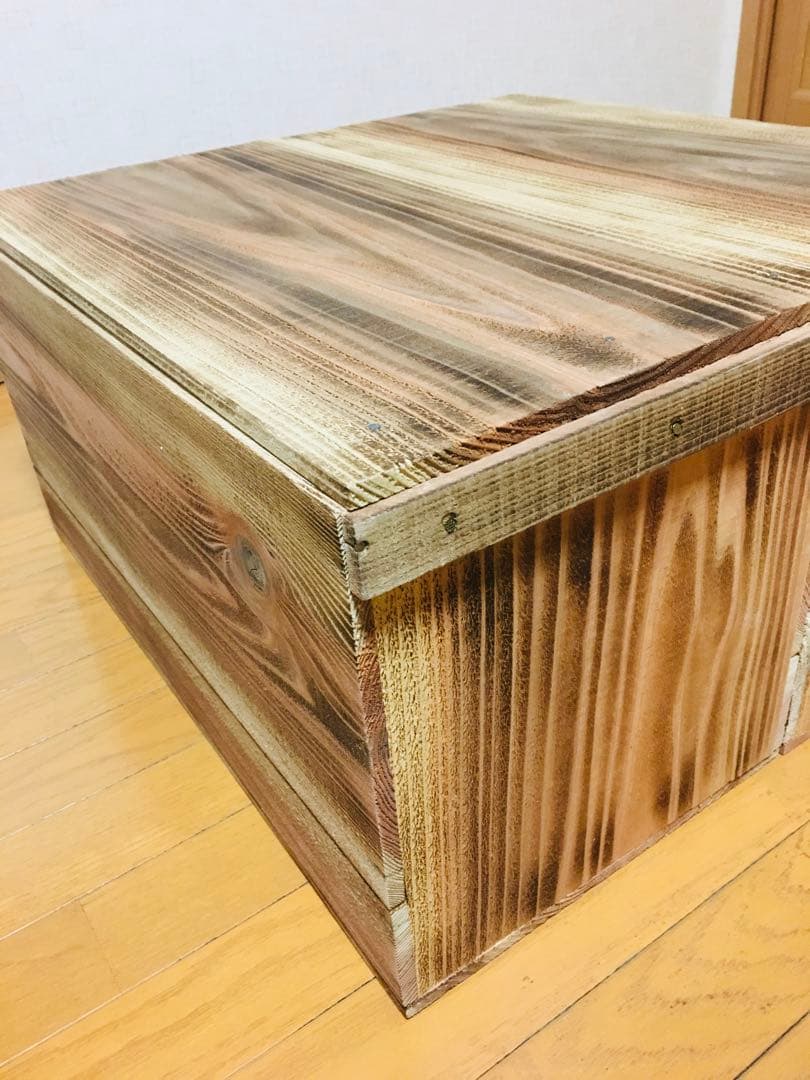 【新品】 青森 りんご箱 木箱 木製 焼き目　ふたつき杉 2箱セット