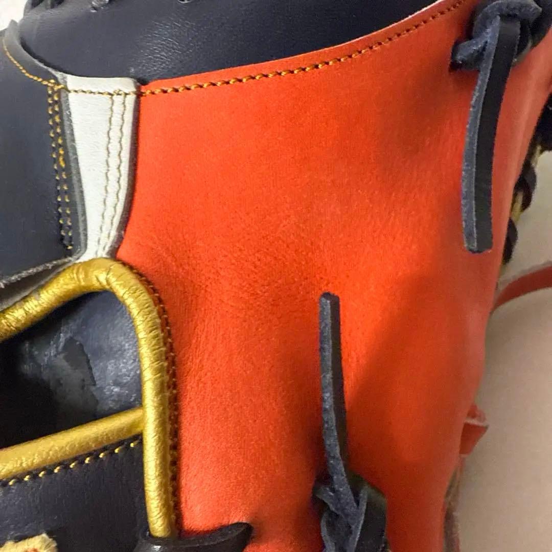 美品 金彩 激レア 40.Wilson軟式ミット オレンジ ネイビー ホワイト