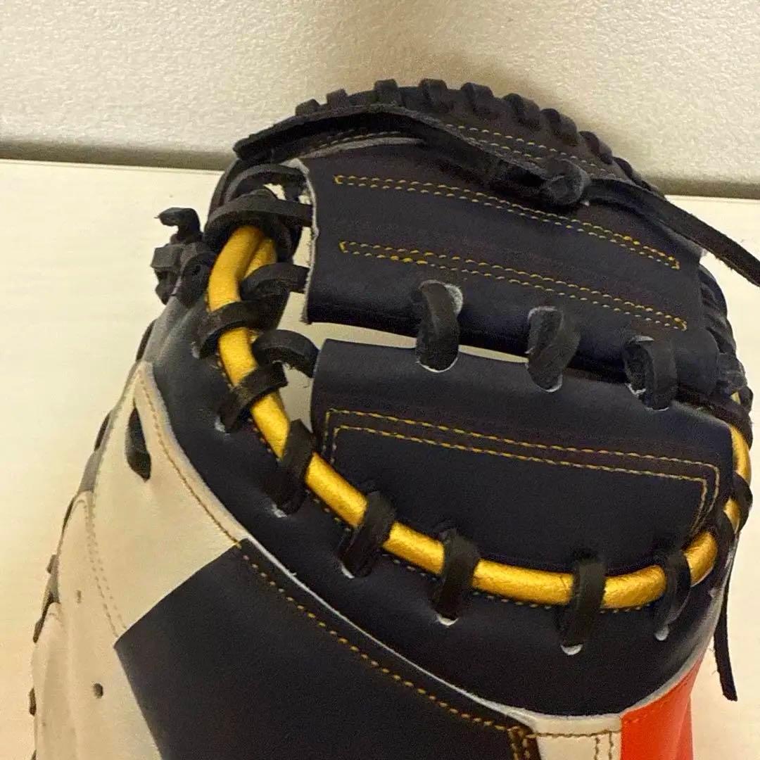 美品 金彩 激レア 40.Wilson軟式ミット オレンジ ネイビー ホワイト