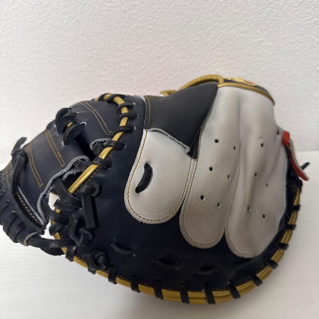 美品 金彩 激レア 40.Wilson軟式ミット オレンジ ネイビー ホワイト