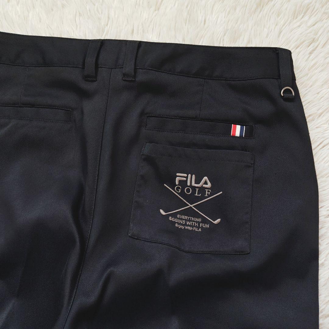 【フィラゴルフ】FILA ロングパンツ バックロゴ ゴルフスラックス 90 黒