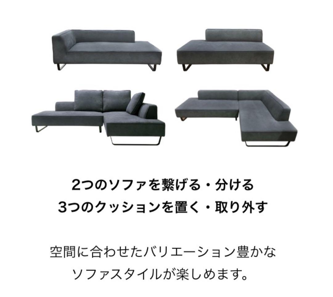 【2人掛けソファのみ】EC FURNITURE 2人掛け ソファ グレー