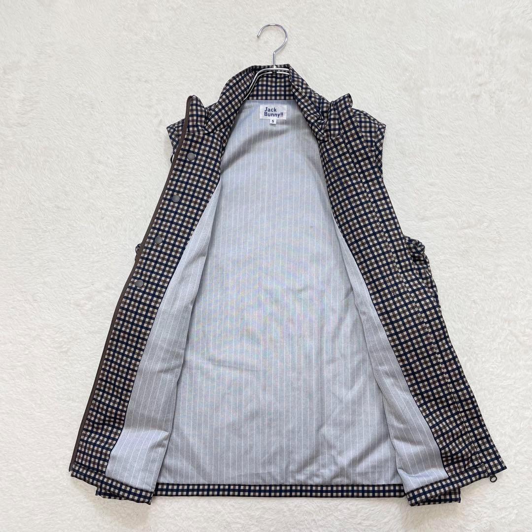 【美品】ジャックバニー　ナイロンジップアップベスト　チェック柄　ゴルフ（183）