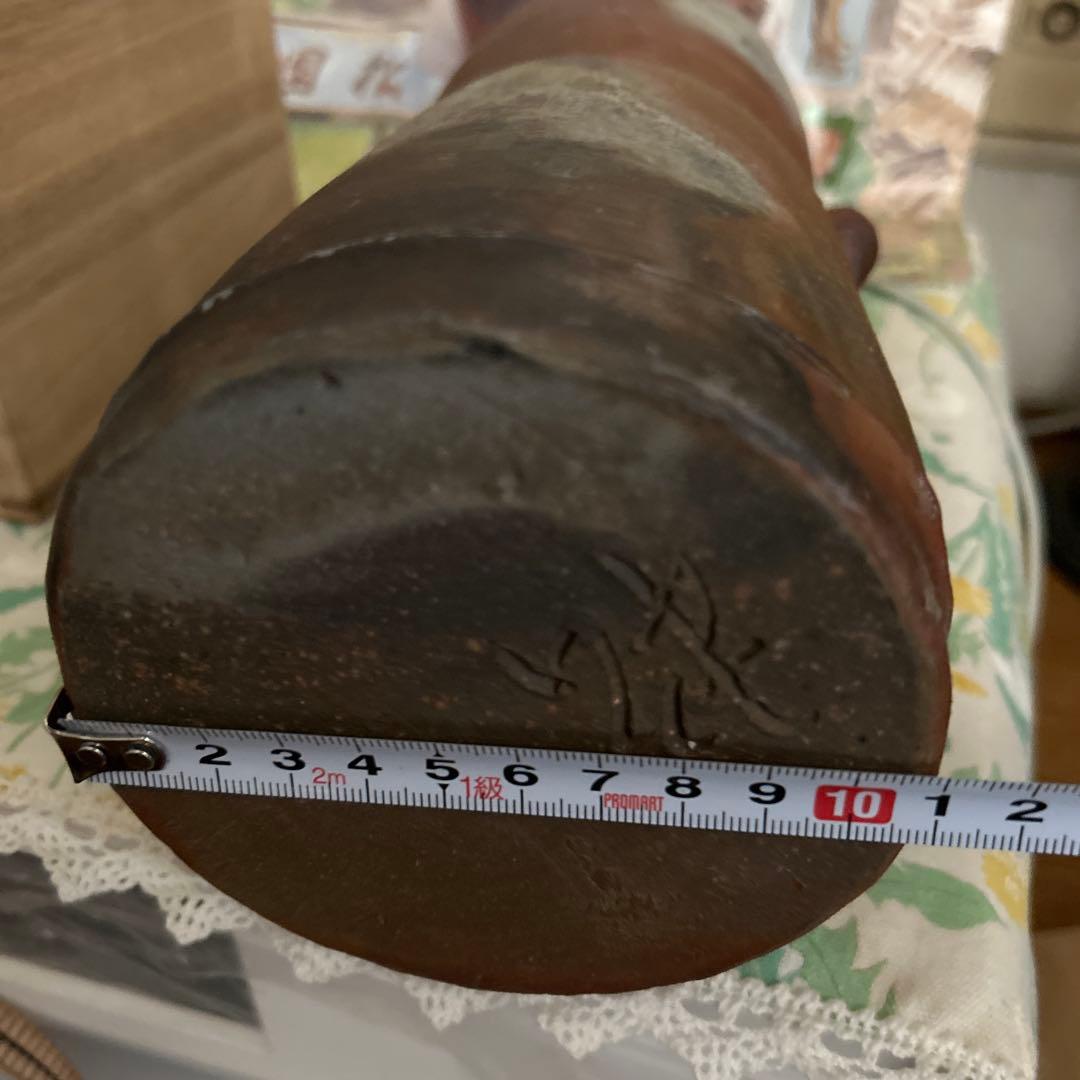 松園 陶器製円筒形花瓶 木箱付き