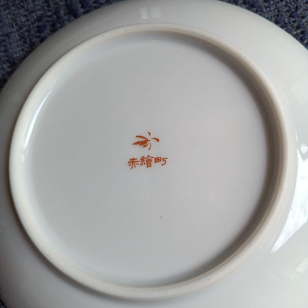 香蘭社　赤繪町工房　銘々皿5枚　山茶花柄