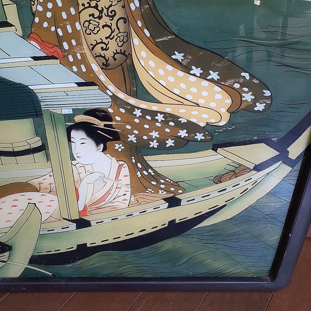 骨董 アンティーク 硝子絵画 日本画