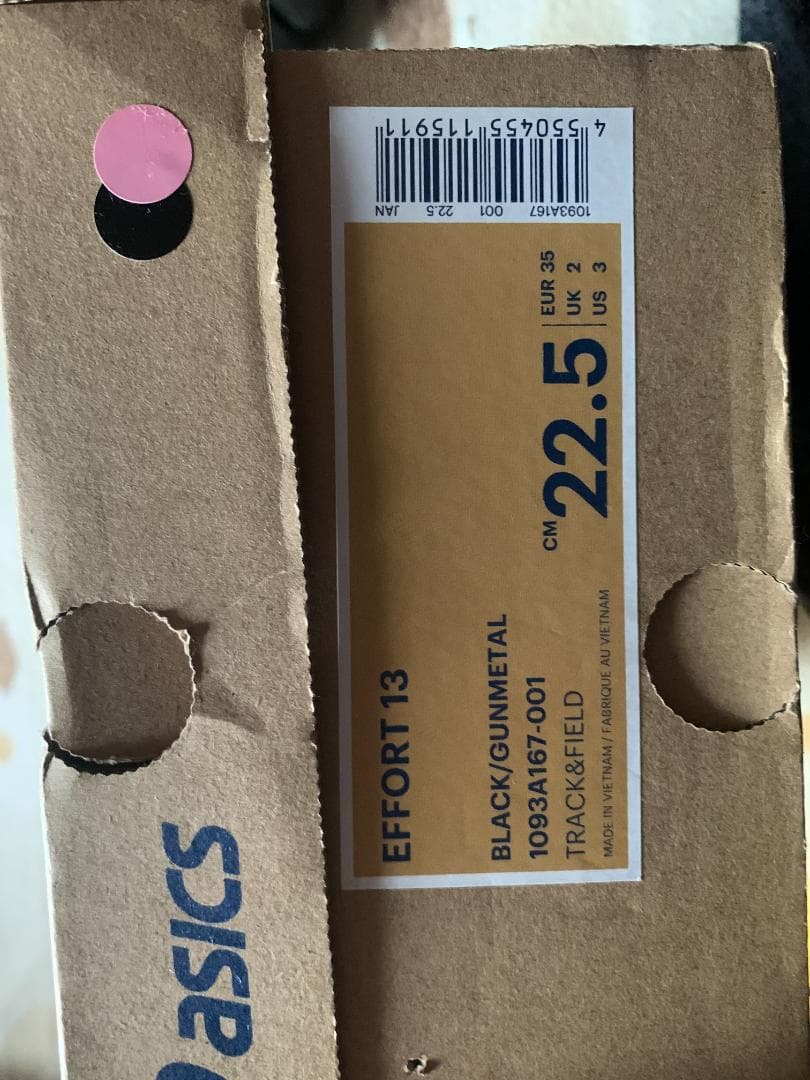 ASICS スパイクシューズ 黒/赤 EFFORT13