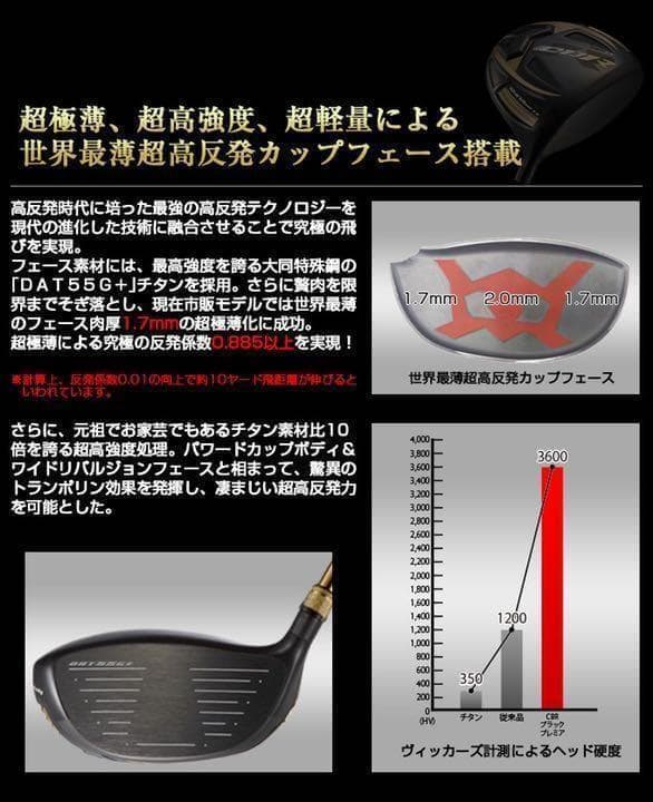 【究極】世界最高反発で55Yアップ★ ワークスゴルフ CBR ブラックプレミア