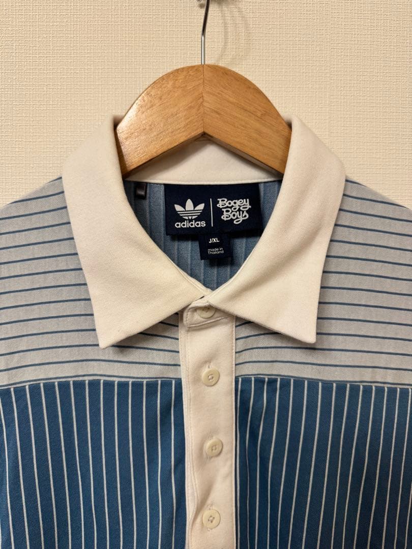 adidas golf ×bogey boysストライプポロシャツ