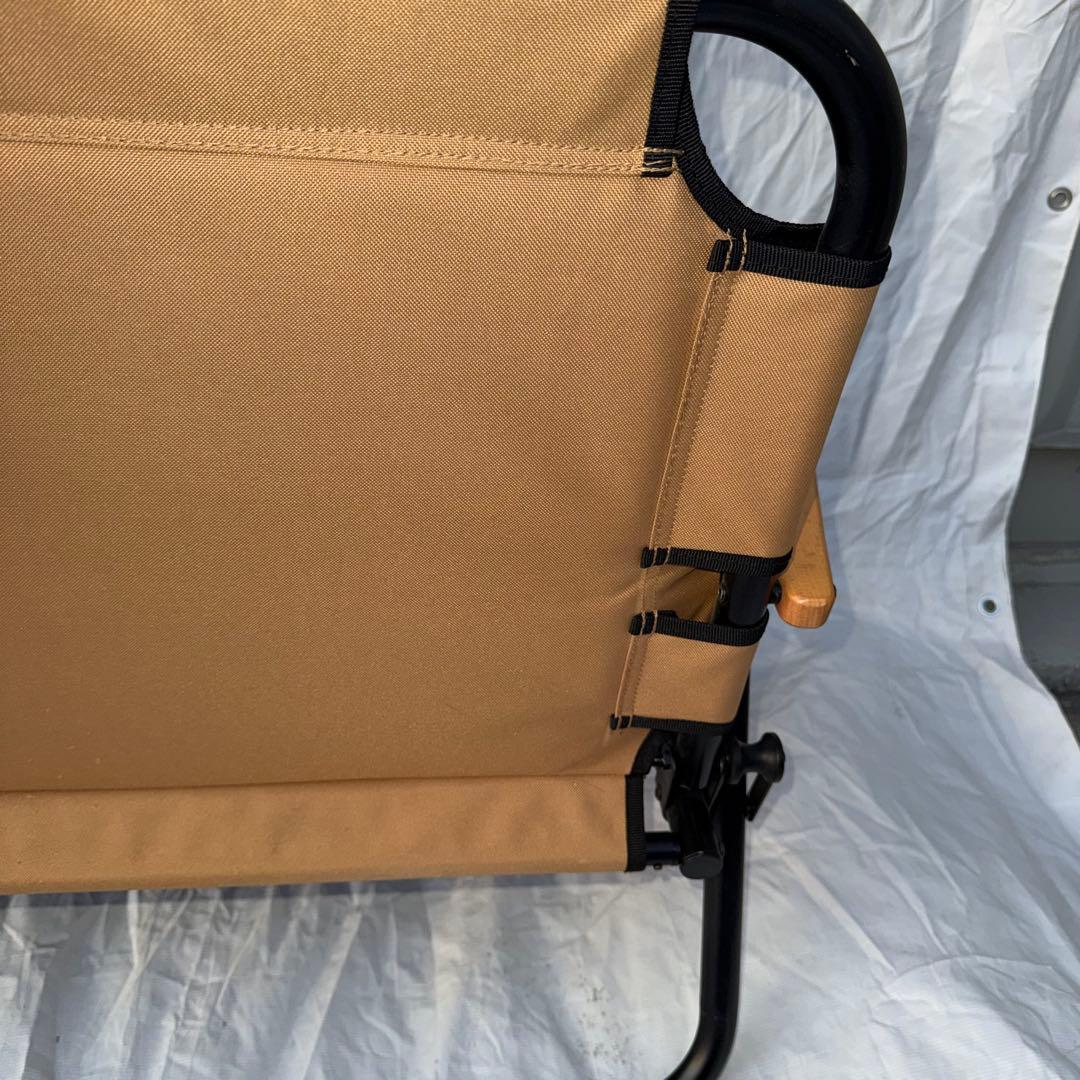 QUICKCAMP 折りたたみベンチ 木製アーム 2人掛け ベージュ