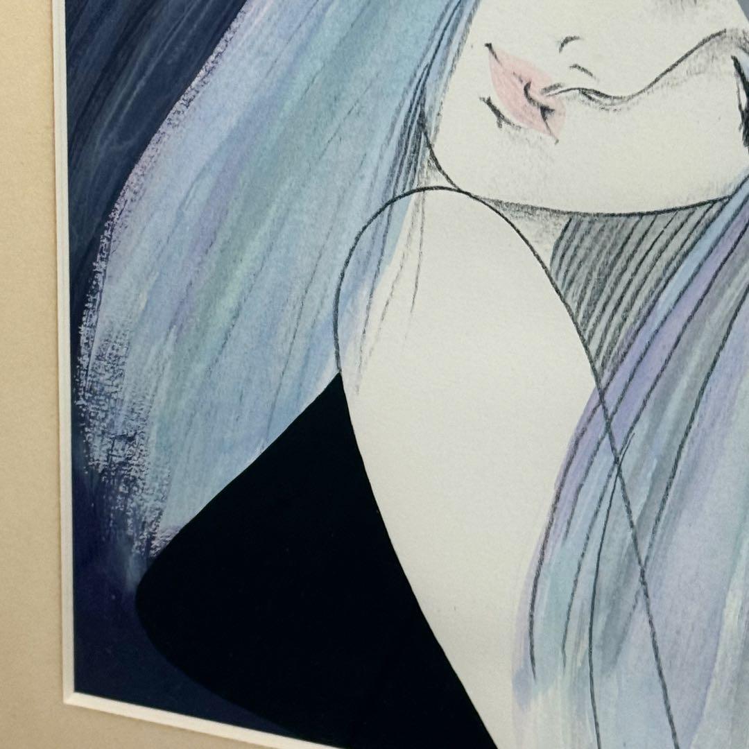 H22KZ33j 真作保証 真椰レイ まや・れい 水彩画 帽子の女 65/200