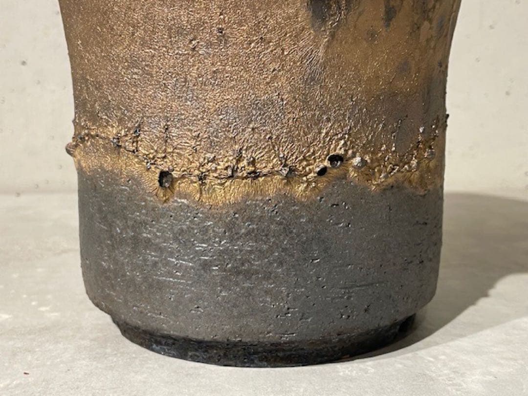 美品◾️KAMIYAMAかみ山陶器 信楽焼植木鉢◾️金彩/金窯変深ソリ/OOSORI