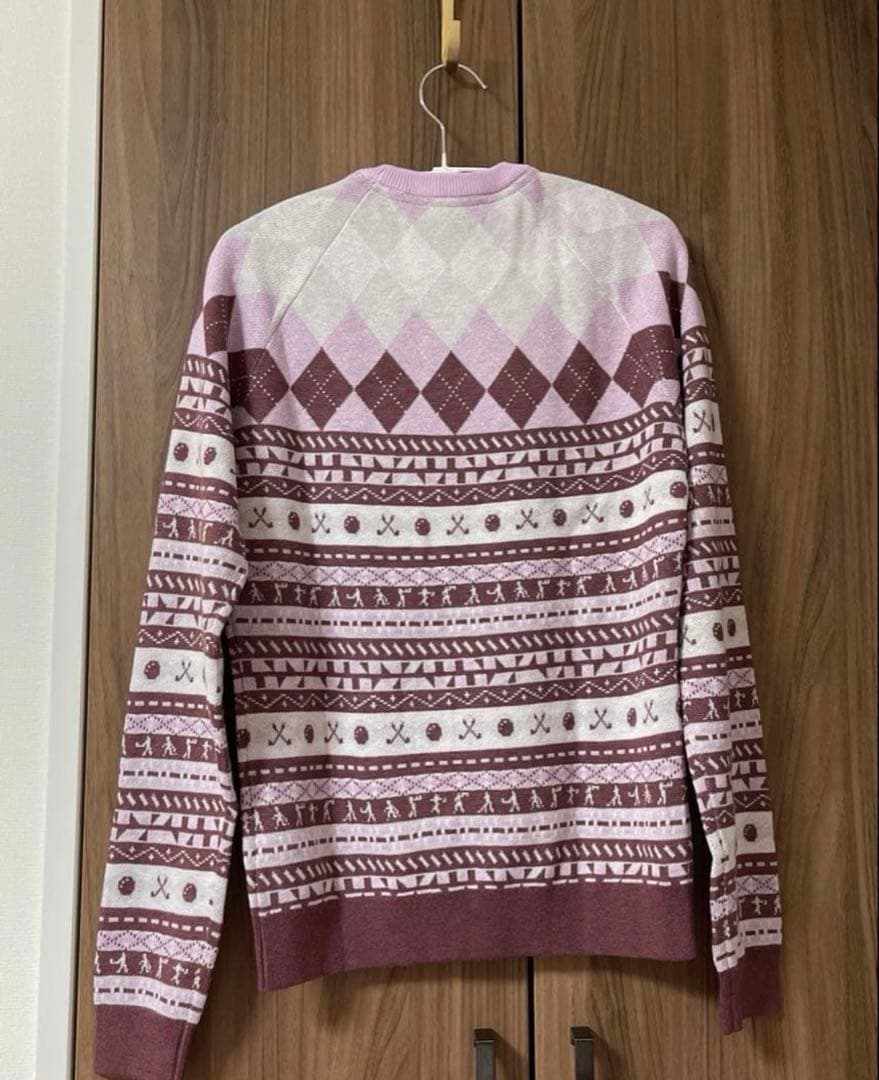 新品✨アディダスゴルフ　現行　上下　長袖セーター　ニットスカート　ピンク　Ｌ
