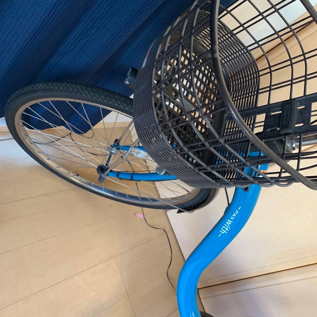 青色 電動アシスト自転車 シティタイプ