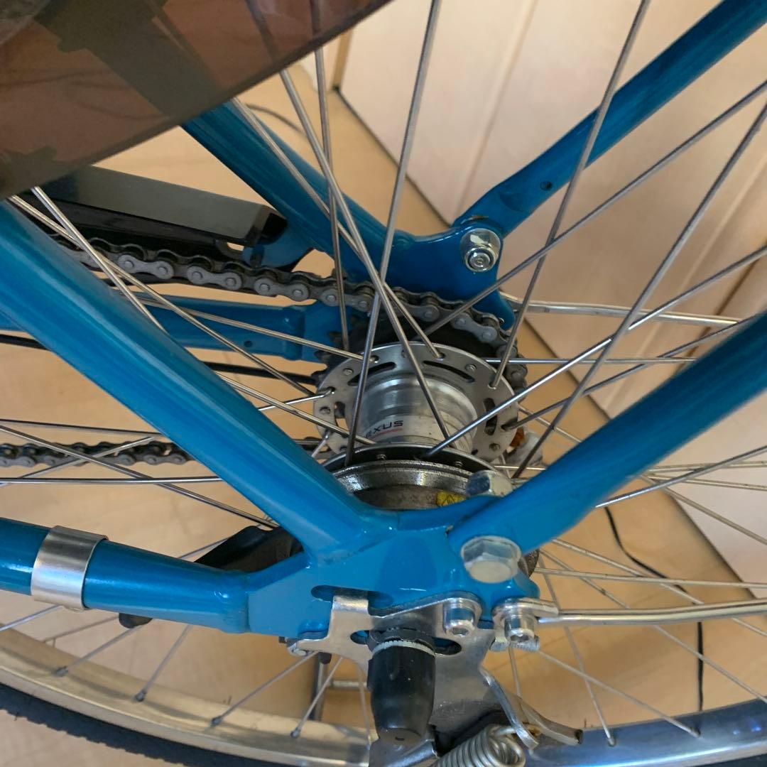 青色 電動アシスト自転車 シティタイプ