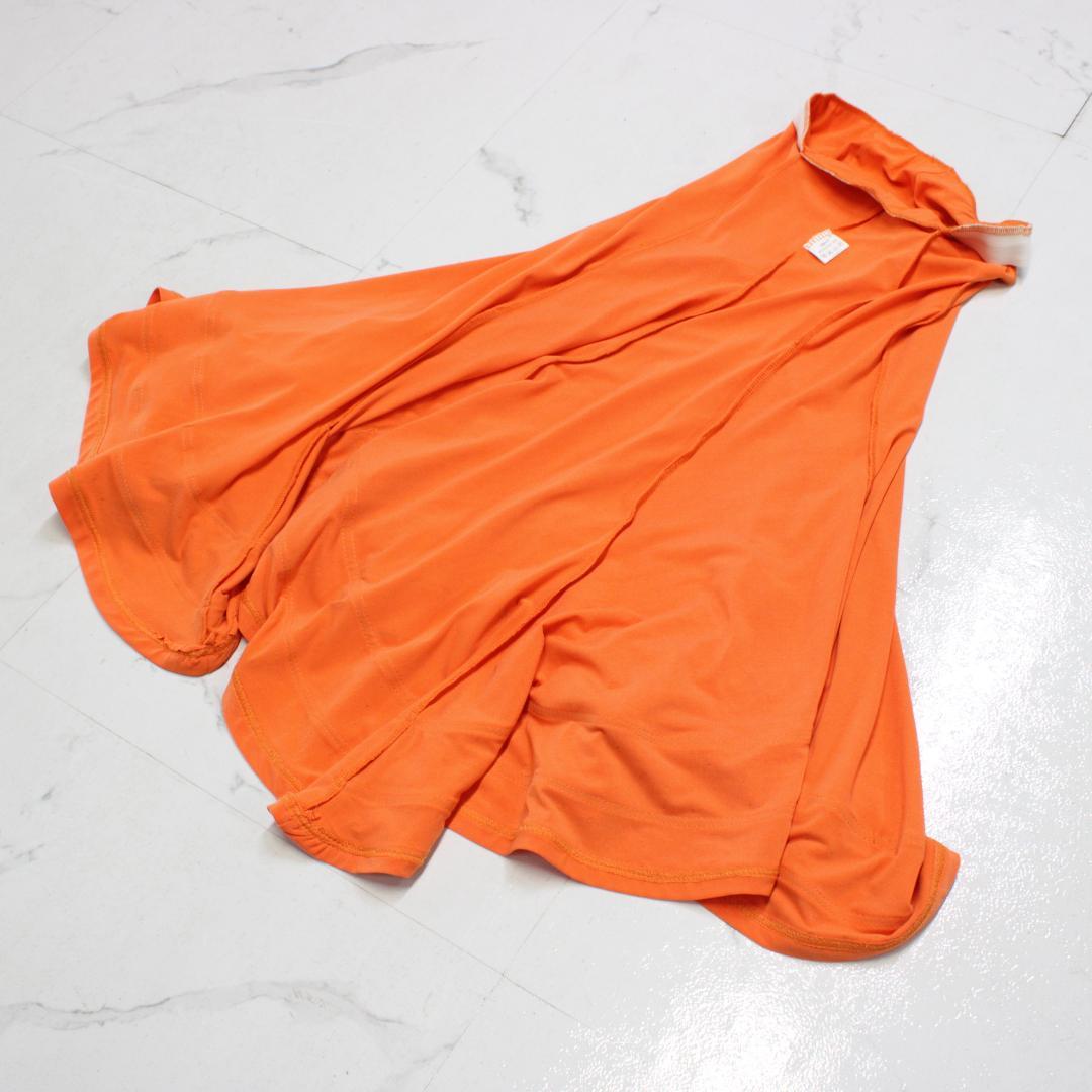 【美品 社交ダンス衣装】上下セット トップス スカート オレンジ 白 黒