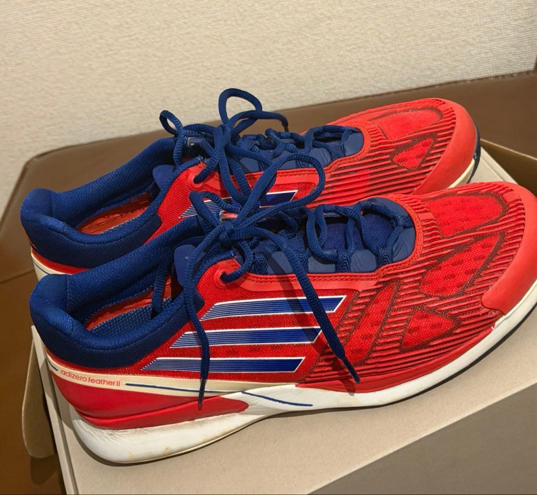 美品adidas adizero featherII アディダス テニスシューズ