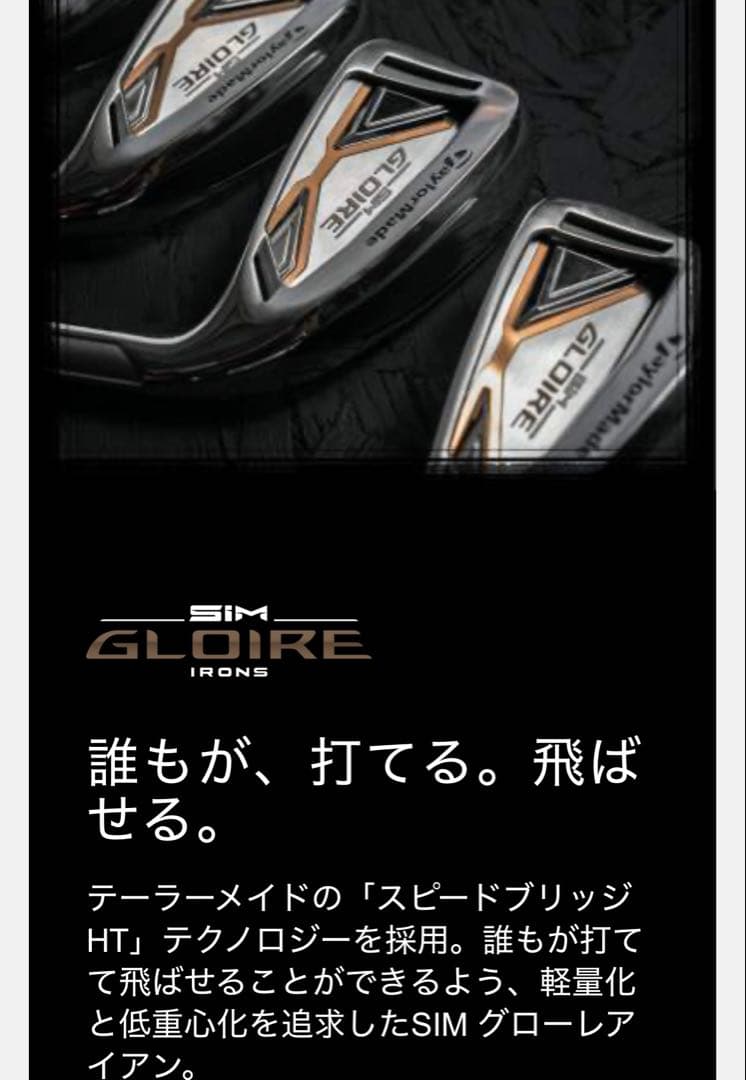 新品 テーラーメイド SIM シムグローレ アイアン 5本セット シャフトS