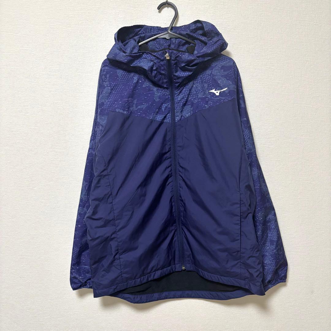 ミズノ ウインドブレーカー上下セットアップ ジャケット パンツ レディースL 紺