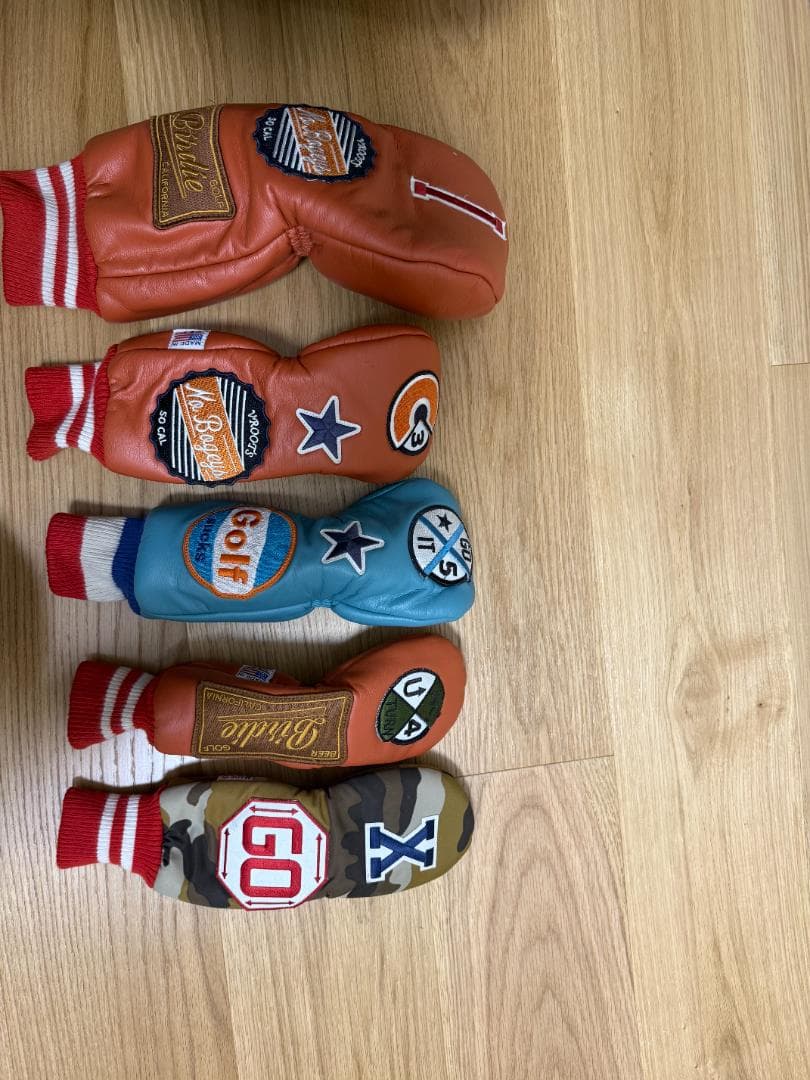 イエローロブスター キャディバッグ【中古品】ヘッドカバー5個付