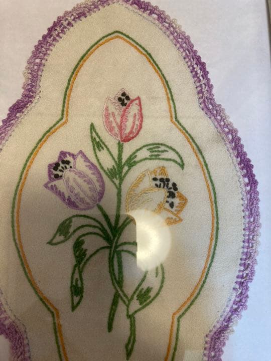 アンティーク刺繍額