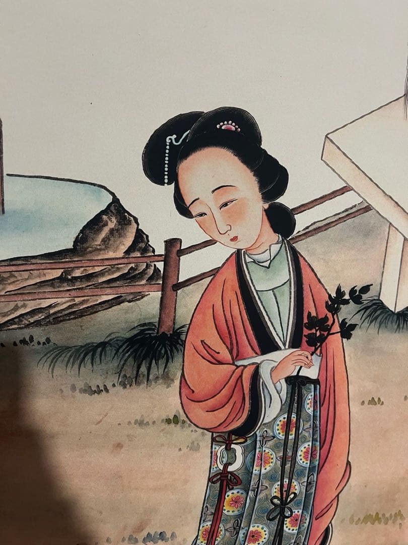 改琦 疏枝仕女 中国画 掛け軸 水墨画 和室 玄関 茶室 壁掛け 美術品