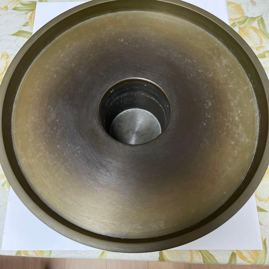 池坊　薄端花器　銅製　尺0 八角雷紋