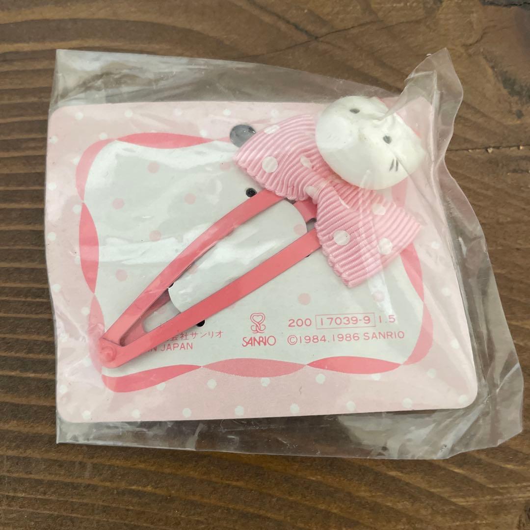 【昭和レトロ】　ハローキティ　ヘアピン　リボン　1986年　希少　ヘアクリップ