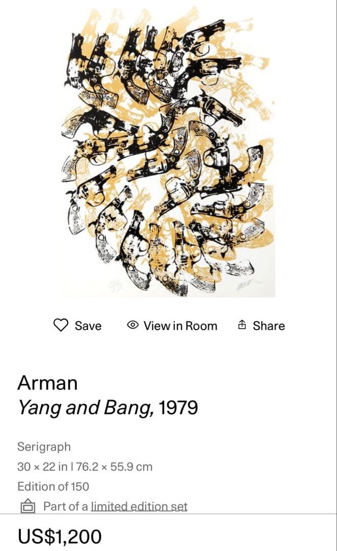 Arman アルマン「Yang and Bang」1979年 直筆サイン