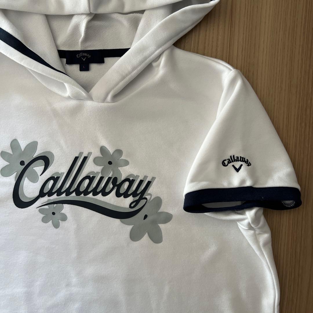 【超美品】Callaway ホワイト フード付きパーカーワンピース Lサイズ