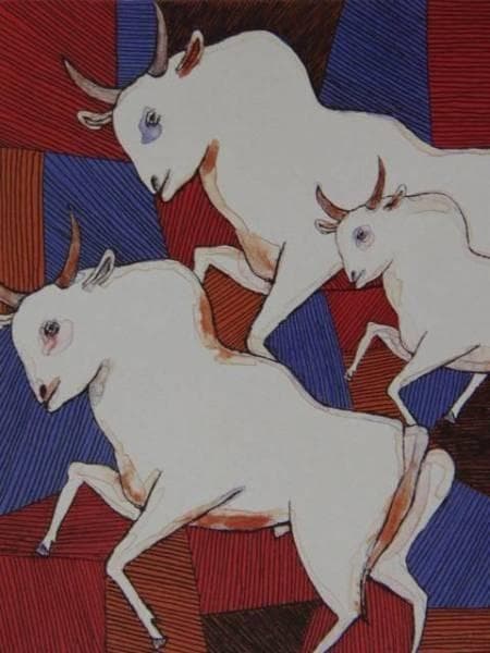 池田満寿夫、白い牛、希少画集画、高級額装、状態良好