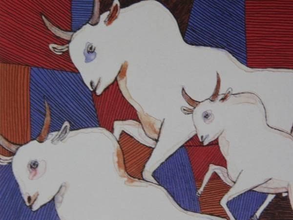 池田満寿夫、白い牛、希少画集画、高級額装、状態良好