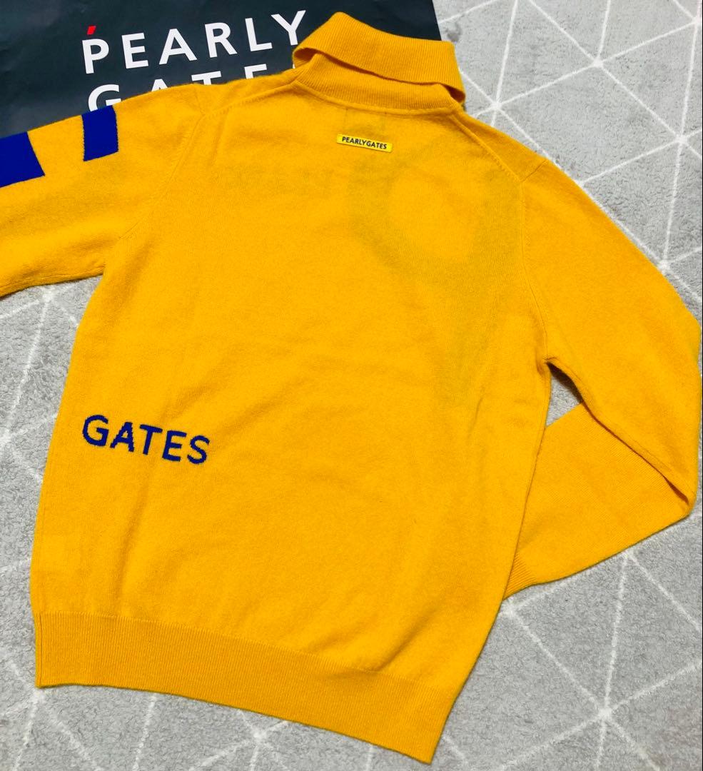 新品 パーリーゲイツ カシミヤ天竺 タートルネックニットプルオーパー(5)L/黄