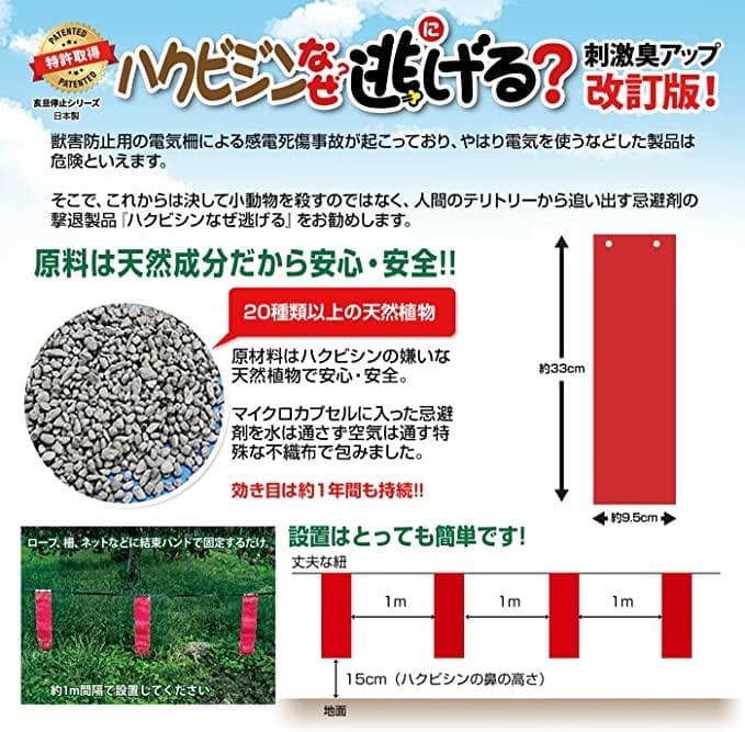 ハクビシンなぜ逃げるニュー改訂版　屋外用２０枚セット 忌避剤