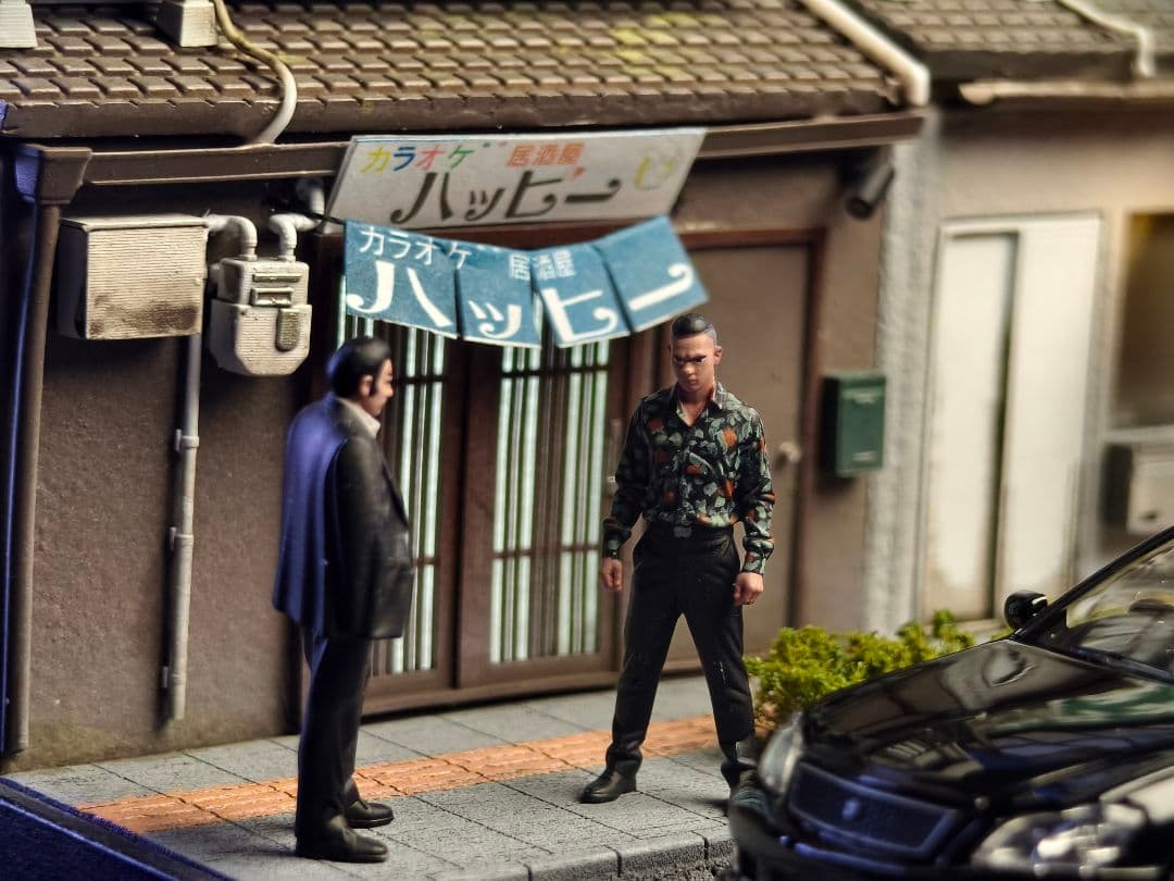 1/64 ジオラマ 日本街並みシーンLED照明付き ディスプレイベース