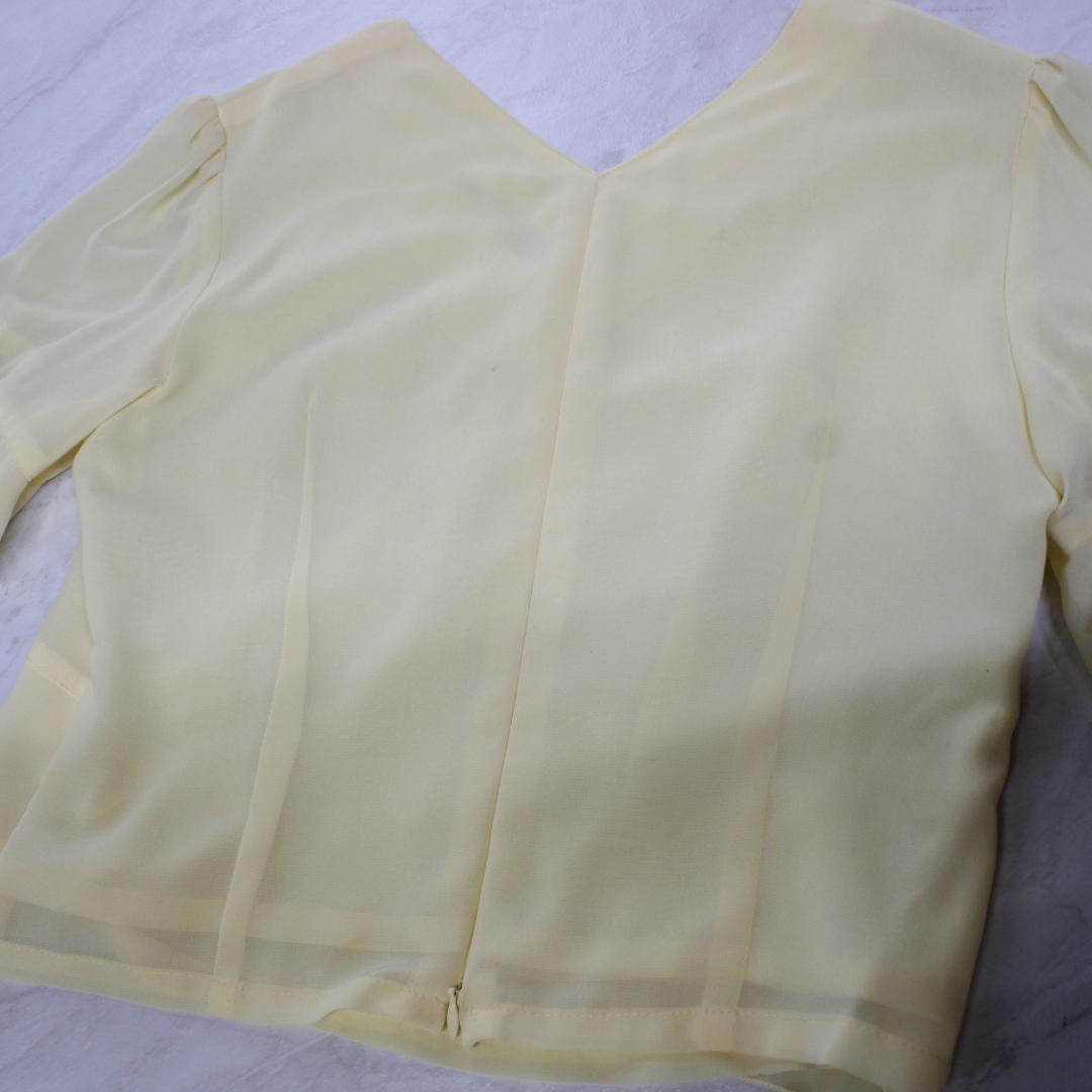 【美品 日本製社交ダンス衣装】上下セット 黄色 パステルイエロー かわいい 上品